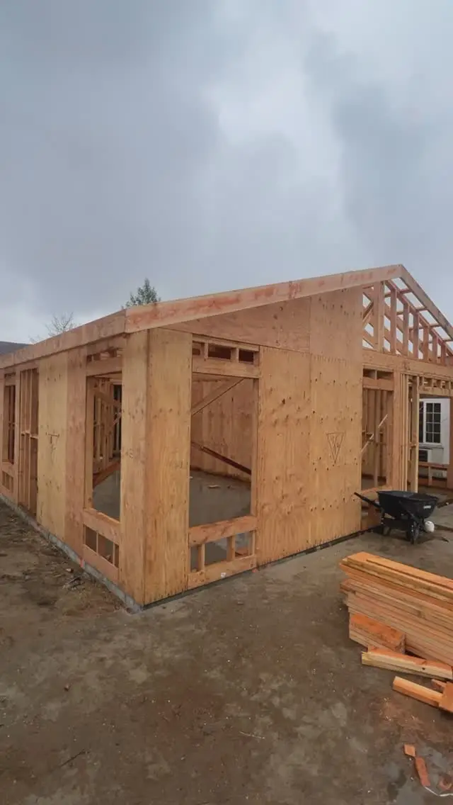 Room addition framed and sheathed